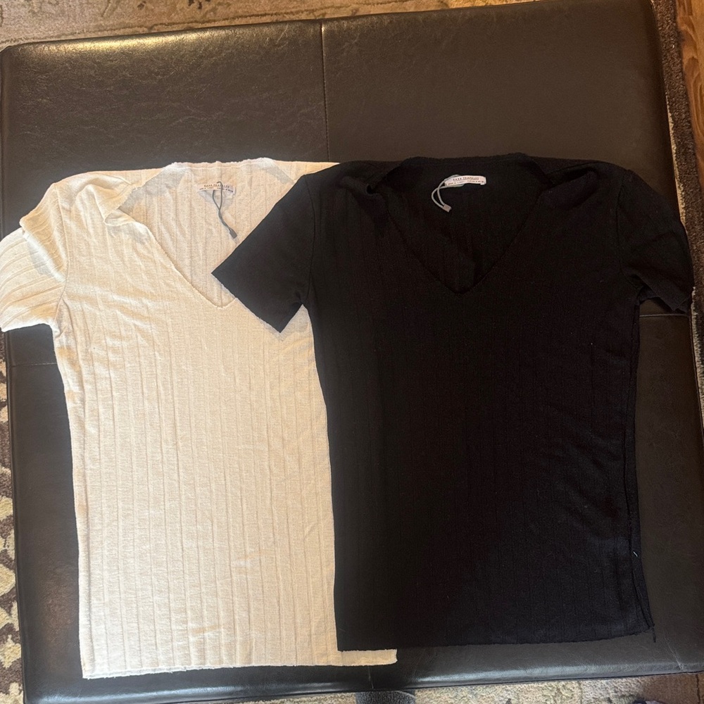 Zara Short Sleeve Tees - Black and Cream